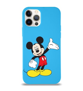 Apple iPhone 12 Pro  Lansman Kılıf Mickey Mouse Tasarımlı Altı Kapalı İçi Kadife Kaplı  Kapak (Şeffaf)