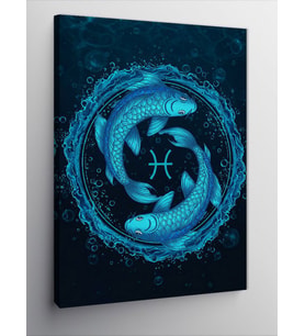 Kanvas Tablo Balık Ve Pisces Burç Sembolü