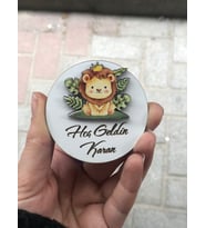 Bebek magneti hoşgeldin bebek yenidoğan magneti için aslan figürü 25 adet (Krem)