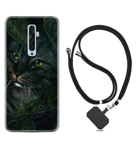 Oppo Reno 2Z 4 Lite 4 Pro 5 6 7 A31 Kılıf Boyun Askılı Silikon Flowers Cat 1345