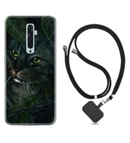 Oppo Reno 2Z 4 Lite 4 Pro 5 6 7 A31 Kılıf Boyun Askılı Silikon Flowers Cat 1345
