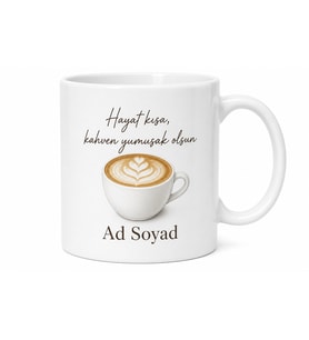 Flat White Temalı Özel Tasarım Baskılı Kupa Bardak Kahve Severlere Hediye