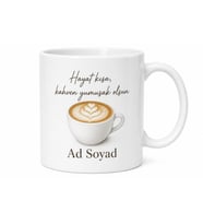 Flat White Temalı Özel Tasarım Baskılı Kupa Bardak Kahve Severlere Hediye