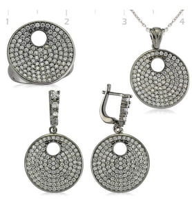 Gümüş Zirkon Taşlı Yuvarlak Bayan Set