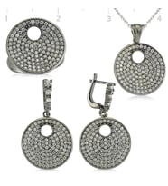 Gümüş Zirkon Taşlı Yuvarlak Bayan Set