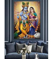 Hindu Tanrısı Krishna Figürü Dekoratif Kanvas - Mdf Ahşap Tablo