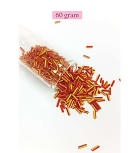 Uzun Boru Kesme Boncuk Çap 2mm Uzunluk 10 mm - 60 Gram - Sarı Kırmızı - BNC274