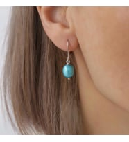 925 Ayar Gümüş Barock Ocean Blue Tatlısu İncisi Küpe-8mm