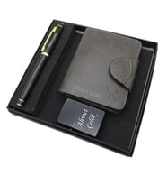 Signator D259 Kişiye Özel Set - Duman Deri Cüzdan Kartlık + Çakmak  + Siyah Altın Roller Kalem Seti  İsme Özel Hediyelik Set (Karışık)