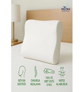 Ortopedik Visco Boyun ve Omurga Destek Yastığı – Yan ve Sırt Üstü Uyku İçin Ergonomik