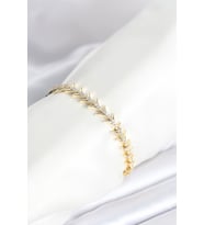 Pirinç Gold Renk Balık Sırtı Model Zirkon Taşlı Kadın Bileklik 5886 - SSSSSS8677-3672