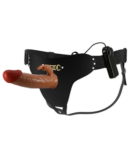 OdinsShop 19 cm Belden Bağlamalı İçi Boş Titreşimli Testissiz Protez Melez Penis