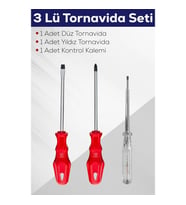 3'lü Tornavida Seti (Düz Tornavida + Yıldız Tornavida + Kontrol Kalemi)