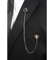 Esgue Gold Zincirli Ceket Yaka İğnesi