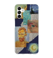 Samsung Galaxy A04S Uyumlu Vincent van Gogh Kolaj Desenli Şeffaf Telefon Kılıfı