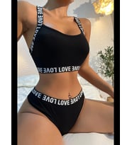 Fantezia Night Kadın Lacivert Çapraz Sırt Ve Love Yazı Detaylı Iç Çamaşır Takımi