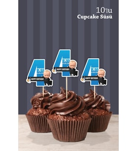 Patron Bebek Boss Baby Temalı 4 Yaşında Cupcake Süsü '10lu