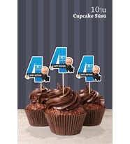 Patron Bebek Boss Baby Temalı 4 Yaşında Cupcake Süsü '10lu