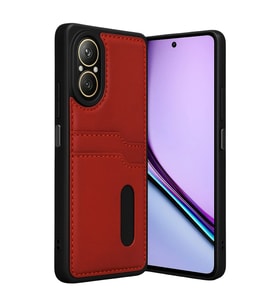 Realme 12 Lite Kılıf Sara Kartvizitli Deri Kılıf - Kırmızı