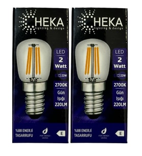 Heka 2W (22W) 2700K (Sarı Işık) E14 Duylu Led Rustik Ampul (2 Adet)