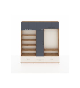 Arges Dolap 18 Raflı 4 Çekmeceli Tek Askılı 220x30x243 Çam-Antrasit/Aytaşı