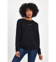 Kadın Bisiklet Yaka Rahat Kalıp 3 iplik Kalın Orta Brooklyn Nakışlı Sweatshirt SPR24SWk34 (Siyah)