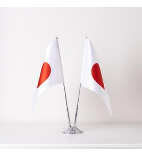 Japonya 2li Masa Bayrağı Saten Kumaş Dijital Baskı 15x22,5 cm (Çok Renkli)