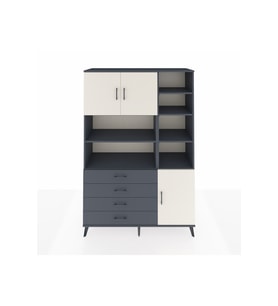 Hyperion Dolap 9 Raflı 4 Çekmeceli 3 Kapaklı 132x44x195 Antrasit-Aytaşı/Antrasit