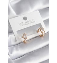 Pirinç Gold Renk Zirkon Taşlı Kadın Küpe 5886 - GLST6454-8175