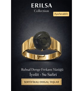 Sertifikalı İyolit Su Safiri Doğal Taş Yüzük – Ruhsal Denge Frekans Yüzüğü Ayarlanabilir (Çok Renkli)
