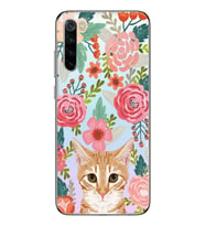 Redmi Note 8 Uyumlu Kedi ve Çiçek Desenli Şeffaf Telefon Kılıfı