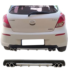 Hyundai i20 Gri Difüzör Çiftli Yuvarlak Egzoz Görünümlü D Tip Difizör