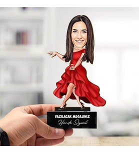 Tango Dansı Yapan Kadın Karikatürlü Biblo