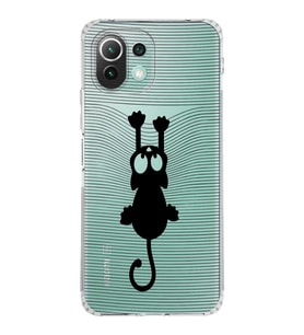 Xiaomi  Mi 11 Lite  Kamera Korumalı Kapak Çizgi Kedi Tasarımlı Şeffaf  Kılıf