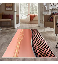 Pembe Gold Şeritli Yıkanabilir Kaymaz Taban Leke Tutmaz Modern Salon Halısı ve Yolluk