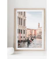 Ahşap Çerçeveli  Venedik Temalı Tablo İtalyan Poster  Ahşap Çerçeve Ham Ahşap Çerçeve 30x40 50x70