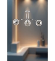 Zenlux Sarkıt 3'li Camlı Avize - Şık Tasarımlı Modern Avize (Krom)