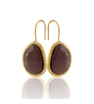 Kadir Jewellery 22 Ayar Altın Kaplama Fosil Taşlı Küpe -El İşçiliği Ve Hipoalerjenik Küpe