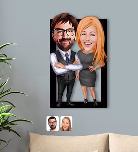 BK Gift Kişiye Özel Sevgililer Karikatürlü 3D Ahşap Tablo-100