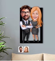 BK Gift Kişiye Özel Sevgililer Karikatürlü 3D Ahşap Tablo-100
