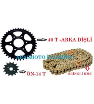 Bajaj Pulsar Ns 200-Rs 200 Gold Sarı Oringli Zincir Dişli Takımı (40 T-14 T)_Supermoto (Renksiz)