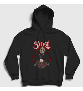 Presmono Unisex Siyah Tobias Forge Ghost Kapüşonlu Sweatshirt 414177tt