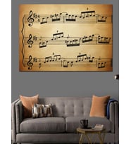 Eskitme Müzik Notaları Dekoratif Kanvas - Mdf Ahşap Tablo