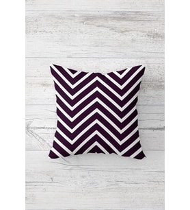 Zigzag Desen Çift Tarafı Baskılı Gizli Fermuarlı Yastık Kılıfı Kırlent Koltuk Yastık Kılıfı (Beyaz-Mor)