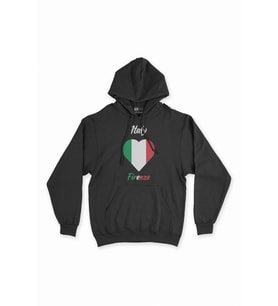 Floransa İtalya Bayraklı Kalpli Siyah Sweatshirt Hoodie