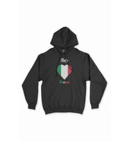 Floransa İtalya Bayraklı Kalpli Siyah Sweatshirt Hoodie
