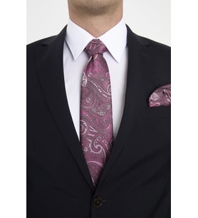 Brianze Pembe Şal Motif Desen Kravat Mendil Set
