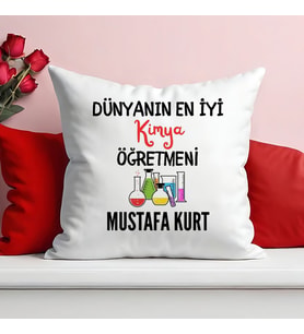 Dünyanın En İyi Kimya Öğretmeni Baskılı Elyaf Dolgulu Saten Hediye Yastık