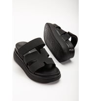 24422-HERMES Bej Dolgu Topuk Kadın Sandalet