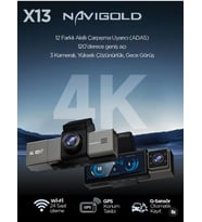 Navigold X13 Serisi 3 Kameralı Profesyonel 4K Araç İçi Kayıt Kamerası